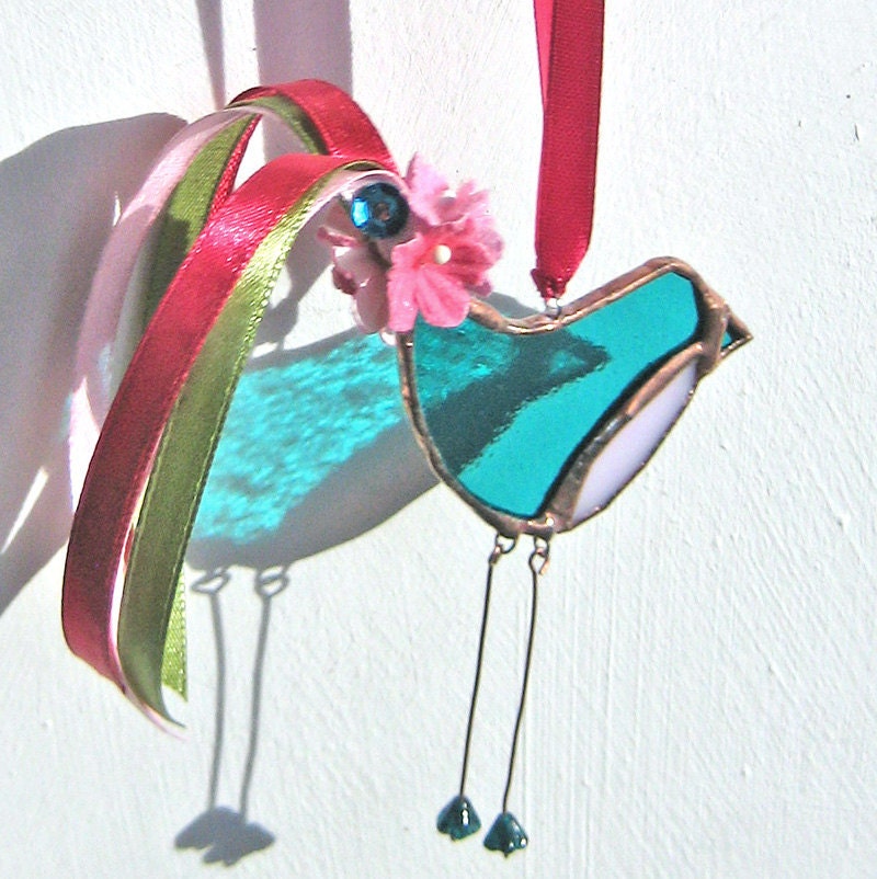 Little Dandy Bird no.69 stained glass bird suncatcher