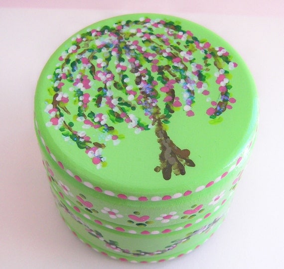 Hand Painted Love Boxes Weeping Cherry Tree Spring Box Wood