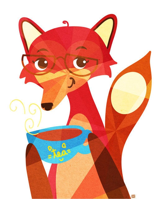 Fox Tea (Animal Portrait), 8X10 Art Print