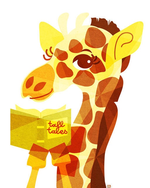 Tall Tales Giraffe (Animal Portrait), 8X10 Art Print