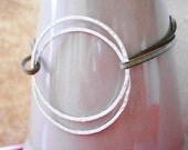 two sterling silver rings mat bracelet-olive leather cord