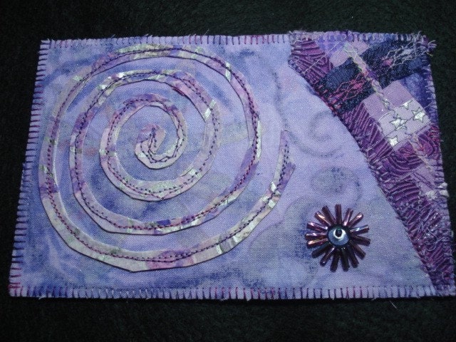 Amethyst Dream-Cycle and Spin Quilted Fabric/Fiber Art Quilt-OOAK