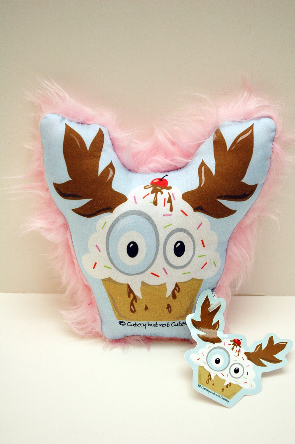Cupcake Monster Pillow - Small Pink