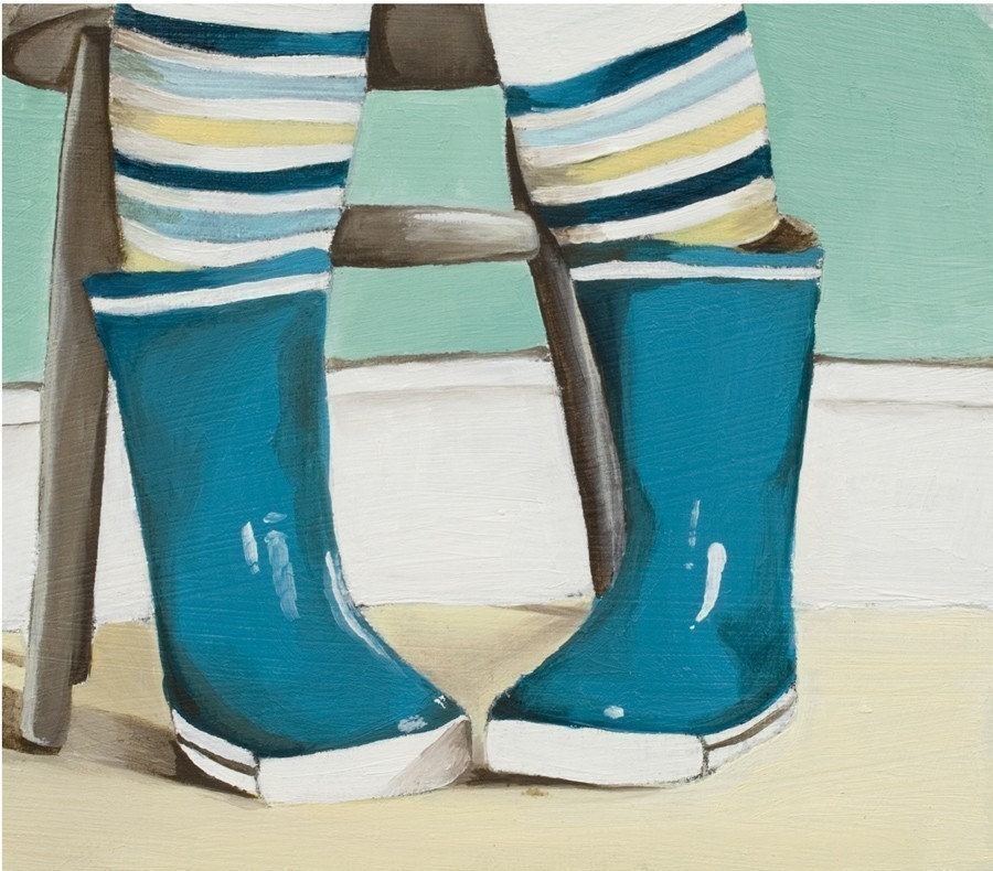 Blue Raint Boots // 8x10 Art Print // My Blue Boots by Michele Maule