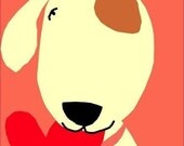 greeting card sweet dog I love you illustration