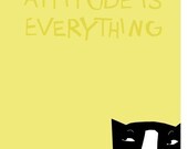 cat card attitude is everything tuxedo black and white kitty