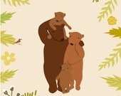 custom portrait family of bears original illustration 11 x 17 inch mat