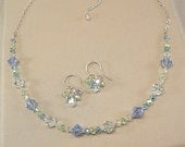 Necklace and Earring Set, Bridesmaid Jewelry, Something Blue Jewelry Sets, Tranquility Blend of Swarovski Crystal and Sterling Silver metal