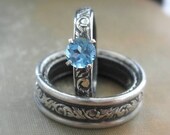 Engagement Ring or Promise Ring Blue Topaz Gemstone Stacking Ring Sterling Silver