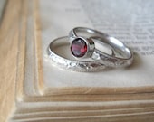 Garnet Gemstone Promise Stacking Ring Bright Sterling Silver