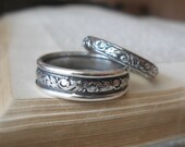 Scroll Wedding Band Set Sterling silver Wedding Rings