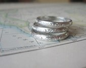 Stacking Rings Sterling Silver Moon Flowers Pattern Set of Three