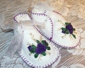 Baby Booties with Silk Ribbon Embroidery