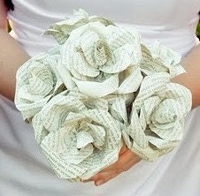 Romance paper rose white love is innocent, handmade, wedding, bouquet,floral arrangement, personalized, custom, recycled