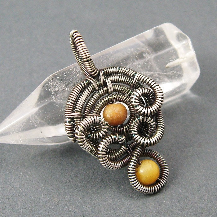 Promises Lost - Aragonite and Oxidized Sterling Silver Pendant - CLEARANCE