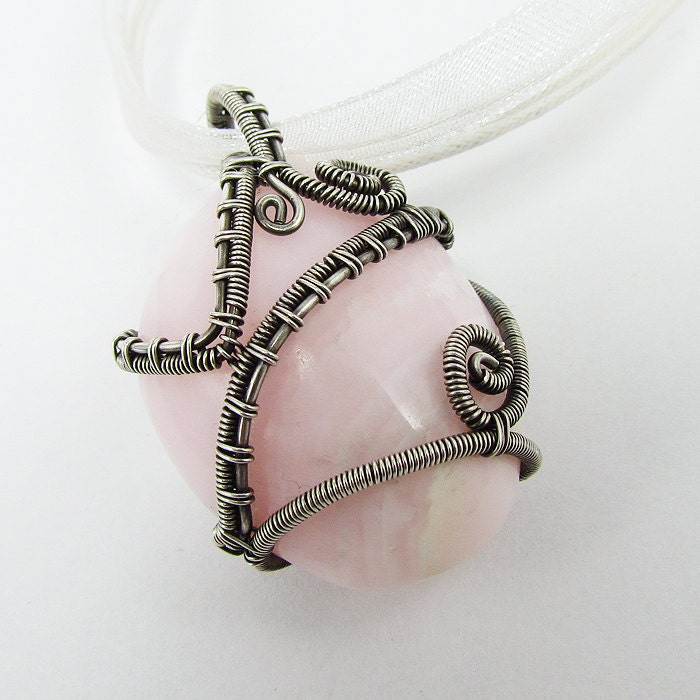 Pink Calcite and Sterling Silver Necklace- Stronger with Time - CLEARANCE