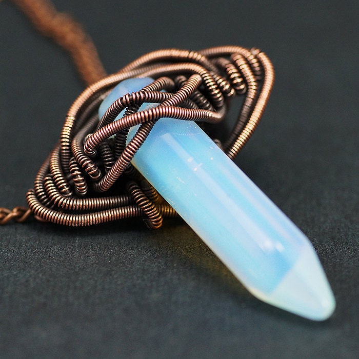 Necklace - Opalite and Oxidized Copper - CLEARANCE