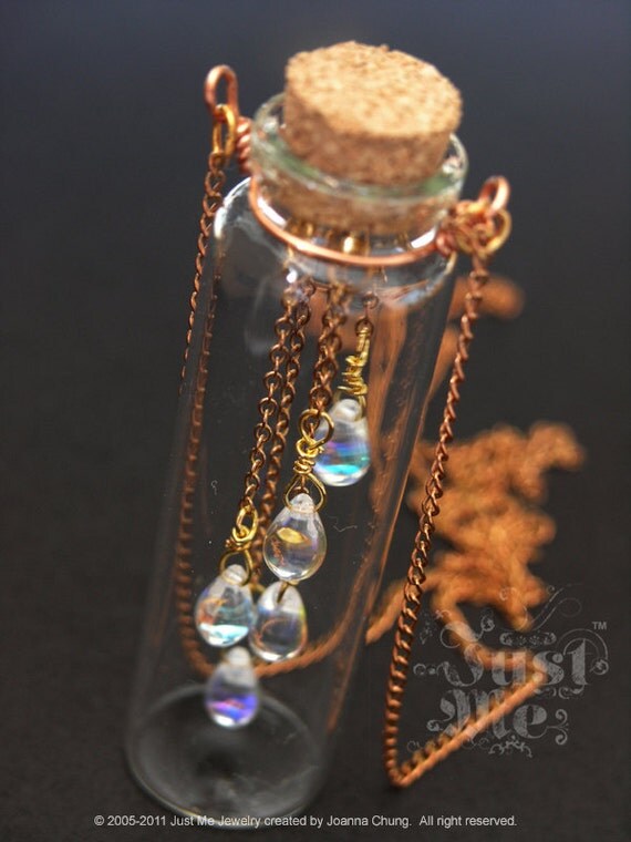 Just Me - Spring Rain glass bottle necklace 30 inches