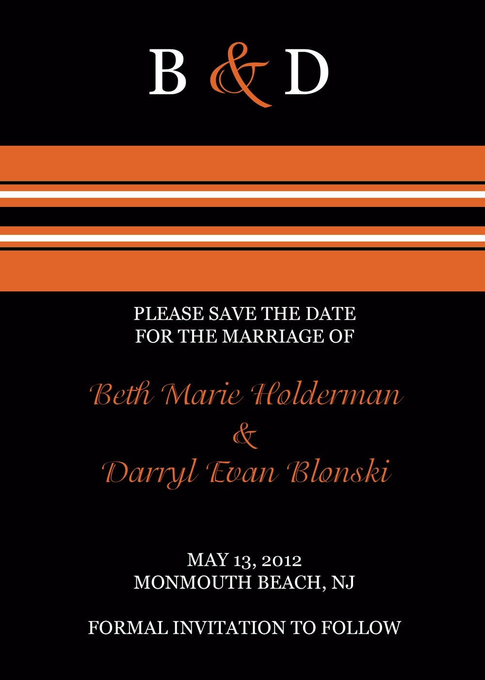 Printable Monogram Stripes - Save the Date Card - You Print