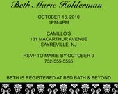 Printable Bridal Shower Invitation - Damask Ribbon - You Print