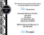 30th birthday printable invitation, modern damask, 5x7, do it yourself
