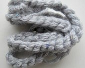 Double Braid Slate Gray HeadBand Accented with Silver Iridescent Sequins - Dew Drops