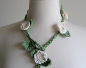 White Carnation Flowering NeckVine Choker - White 100% Cotton