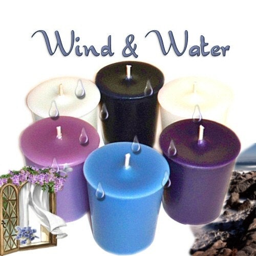 6 Wind & Water Votive Candles Variety Pack Fresh Clean Water Scents