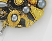 Hand Mirror - Recycled Grayed A Excellence -  Repurposed Jewelry - M000577