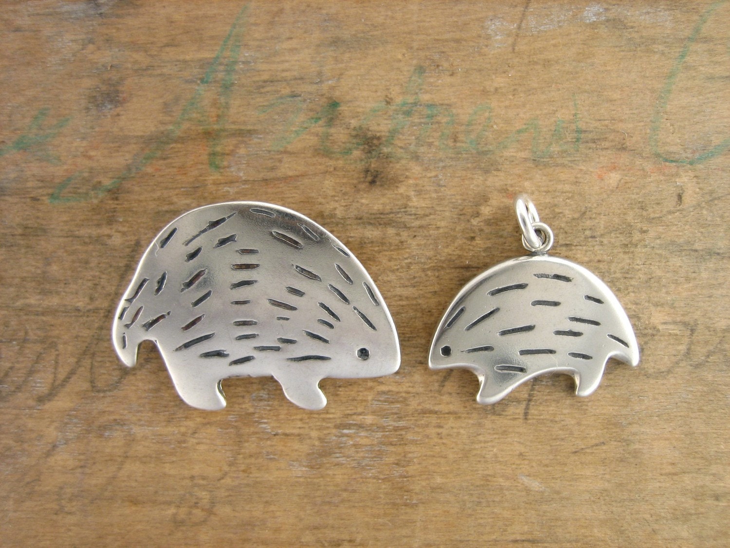 Mother and Son Hedgehog Necklace