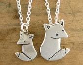 Mother Daughter Grey Fox Necklace Set