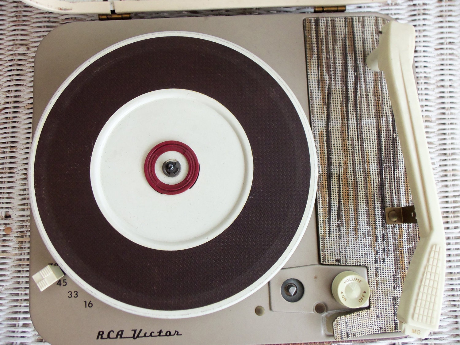RCA Victor Portable Record Player in Faux Croco Case