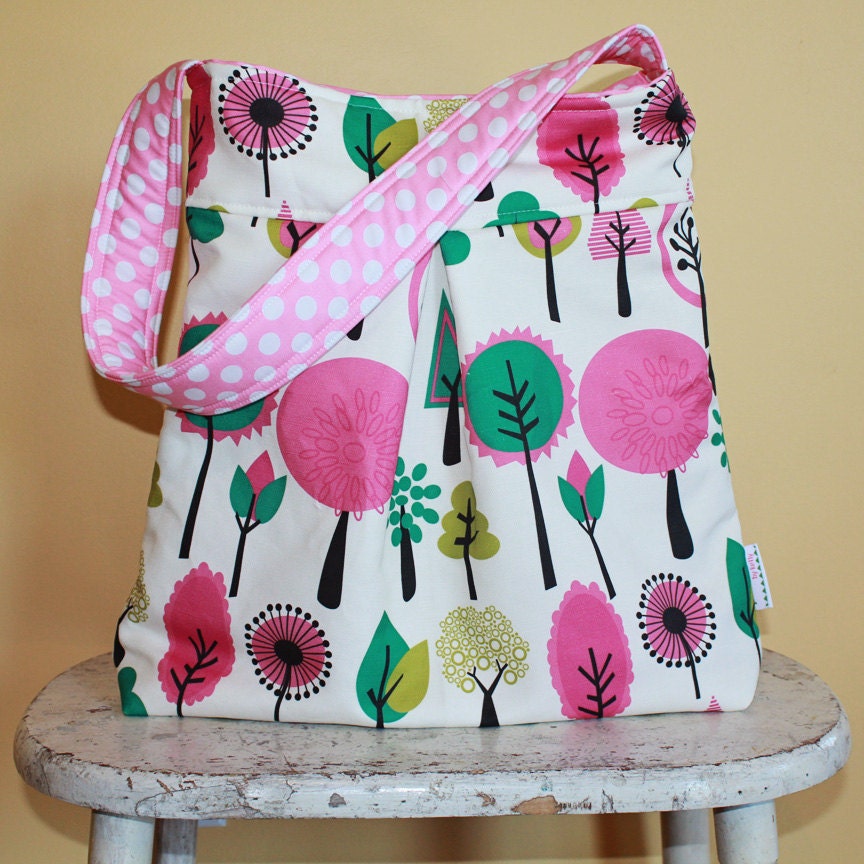Large tree Hobo Bag by PETUNIAS - diaper bag purse market tote laptop carry all gym sack gift baby shower nappy everyday ready to ship gray