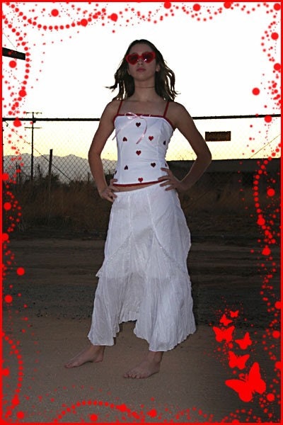 Red White Queen Of Hearts Glitter Corset Medium