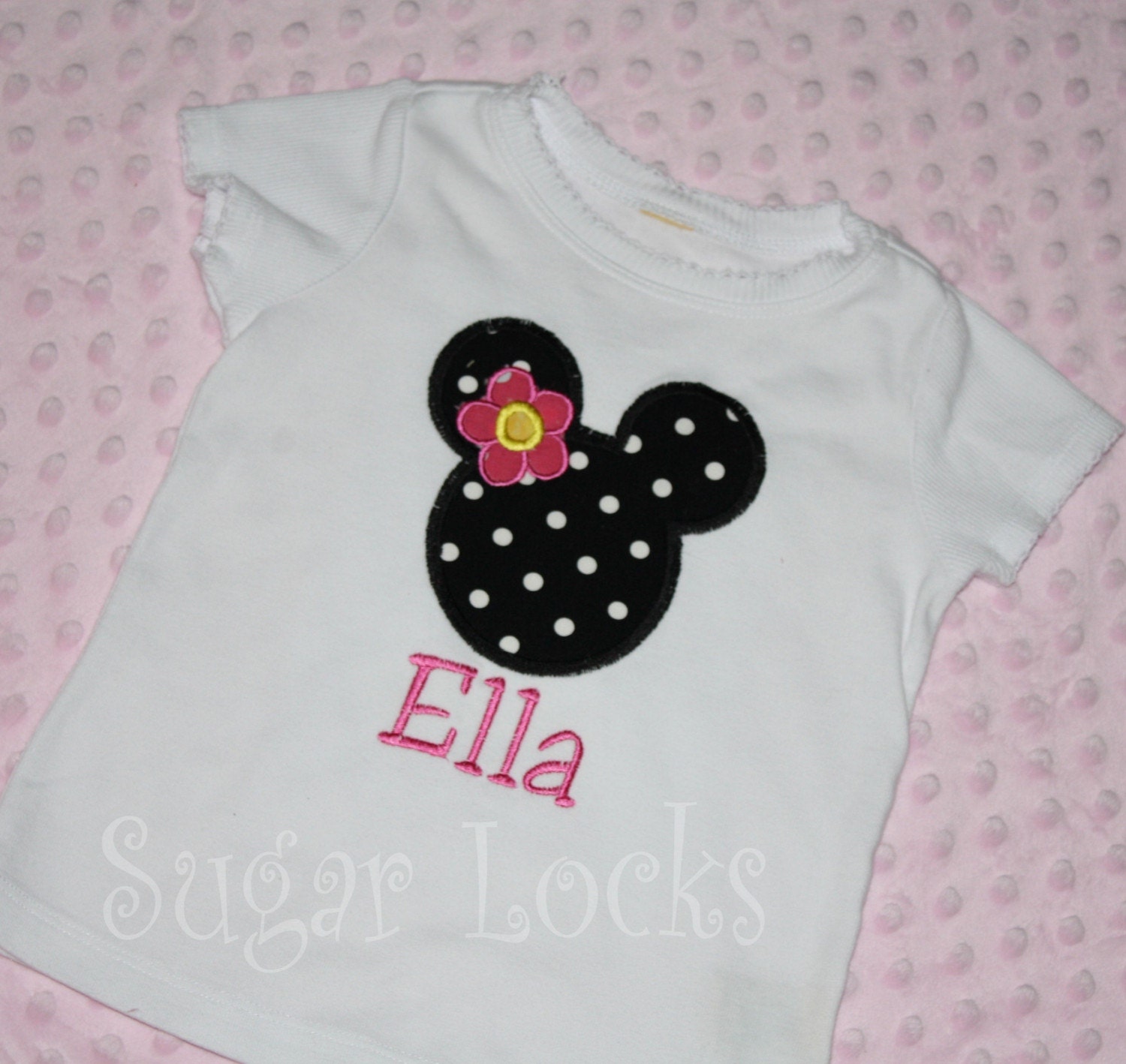 Hot Pink Minnie with Flower Personalized Vacation T Shirt