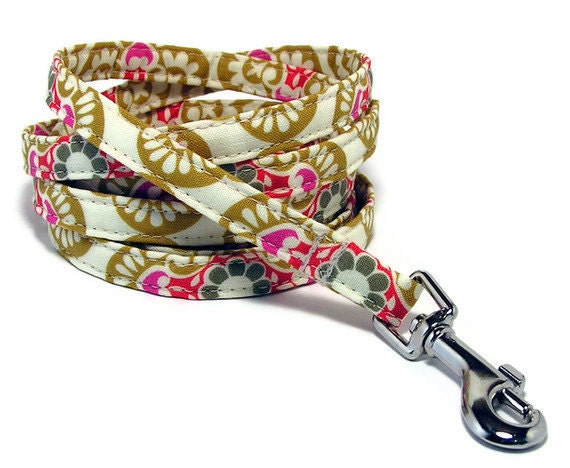 Pet Dog Cat Leash -  Fancy Retro - xs 3/8" wide 6 Feet long