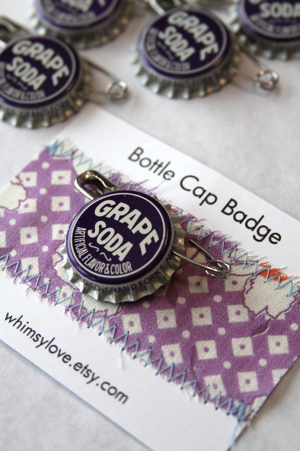 Vintage Grape Soda Bottle Cap Badge