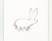 BUNNY RABBIT original graphite drawing with mat