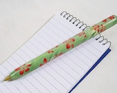 Writing Pen covered with Polymer Clay - Red and Green Simplicity