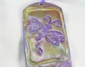 Personalized Dragonfly Gift Tag and Ornament in Purple and Gold