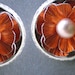 Orange Blossom pillbox style earrings with pink pearls