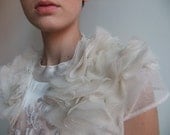 Ivory Tulle and Pearl Bridal Wedding Shrug. Made to Order.