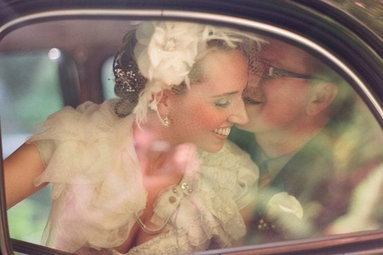 Pouf Sleeve Vintage Lace Wedding Shrug. Made To Order to Compliment Your Wedding Dress. As seen in Modern Bride.