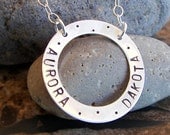 Personalized Open Circle Hand Stamped Necklace for Mom