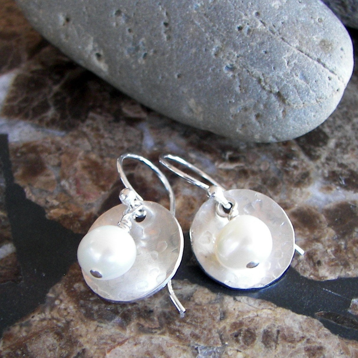 Cup of Pearl Earrings in Sterling Silver