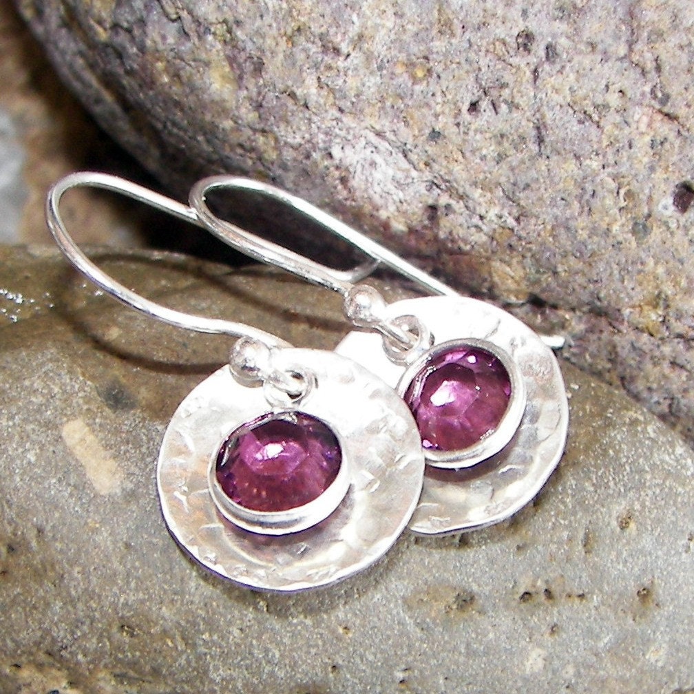 Cupped Swarovski Birthstone Earrings in Sterling Silver -- you choose the color
