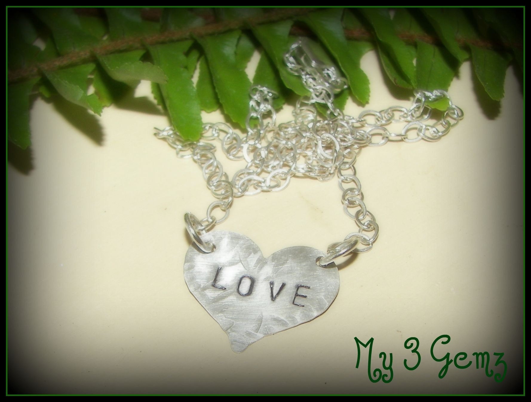 Hand Stamped LOVE Sterling Pendant Necklace