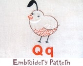 Q Quail INSTANT DOWNLOAD PDF embroidery pattern