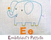 E Elephant INSTANT DOWNLOAD PDF embroidery pattern