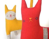 Kitty no.138 bright coral pink with white herringbone stripes